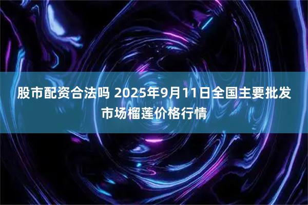 股市配资合法吗 2025年9月11日全国主要批发市场榴莲价格行情