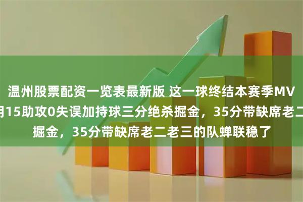 温州股票配资一览表最新版 这一球终结本赛季MVP之争，亚历山大用15助攻0失误加持球三分绝杀掘金，35分带缺席老二老三的队蝉联稳了